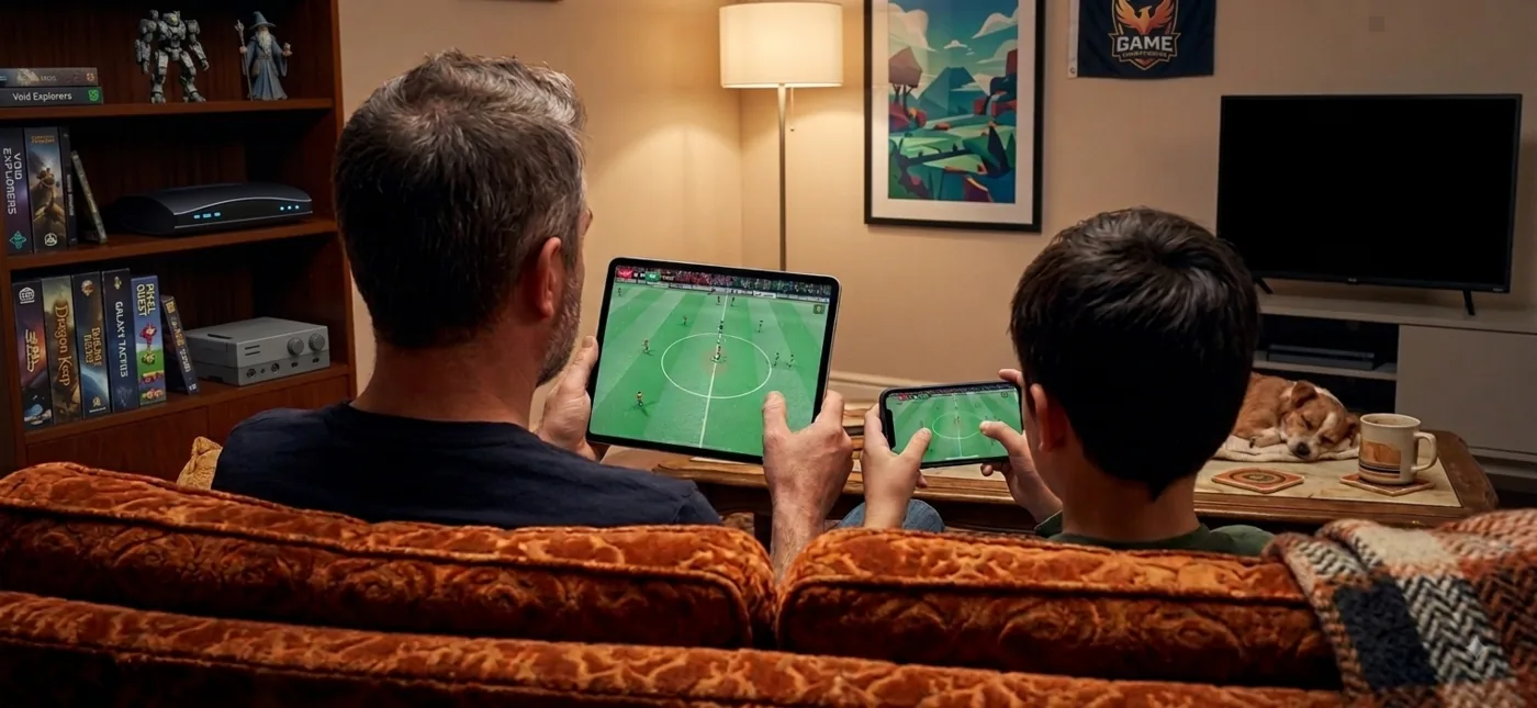 Two players facing off on a tablet and a phone